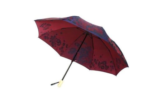 槙田商店【晴雨兼用折りたたみ傘】”絵おり” 大バラ：紺 FAA5063