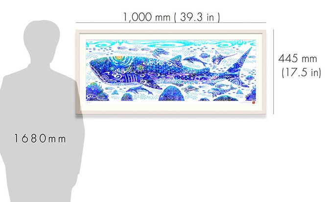 琉球イラストレーション　与儀勝之・『青の世界』額装100サイズ