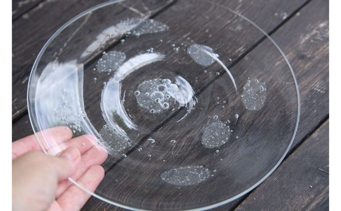 【琉球ガラス工房雫】水玉お皿（中・１枚）