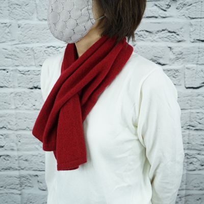 E1405国産カシミヤ糸使用国内生産カシミヤ１００％ショートマフラー（ワイン）