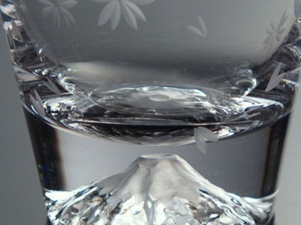 富士山ロックグラス　桜切子　桜風呂敷包み