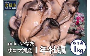 【予約：2025年10月下旬から順次発送】サロマ湖産 1年牡蠣むき身 1kg ( 牡蠣 カキ かき むき身 1キロ 魚介 海鮮 貝 ふるさと納税 )【113-0016-2025】