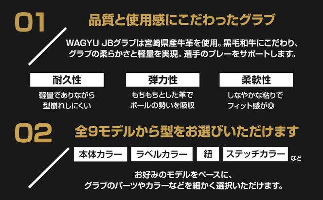 宮崎県産牛革使用 WAGYU JB硬式用オーダーグラブ_M147-001_01