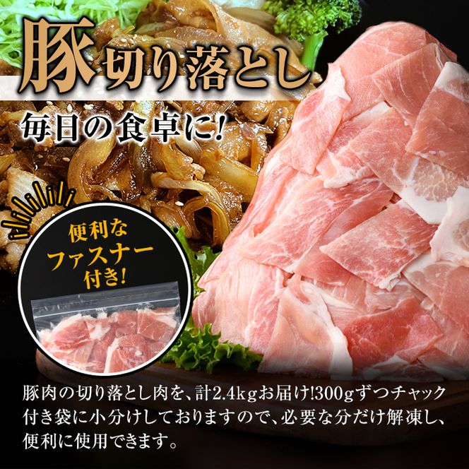 isa427 九州産 豚肉切り落とし (合計2.4kg・300g×8P)【サンキョーミート株式会社】