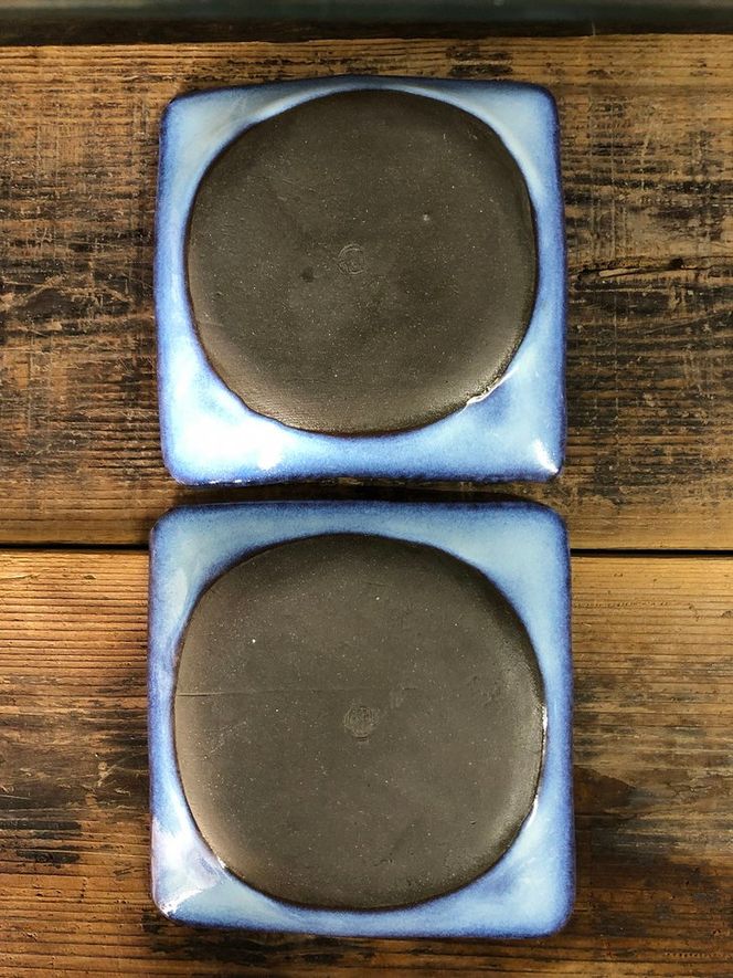 龍善ブルー 角皿　2枚組《中皿 取り皿》