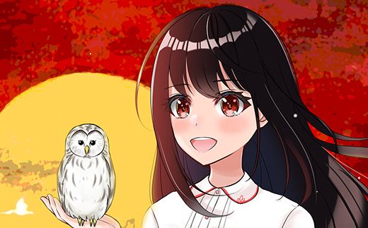 デジタル イラスト 夕日に映える釧路湿原と 釧路 ゆうひちゃん | Mナオキオリジナル 作品 北海道 釧路町 釧路超 特産品 121-1263-59