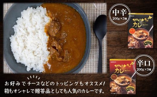 びらとり和牛カレー中辛・辛口セット（各200g×３箱） ふるさと納税 人気 おすすめ ランキング びらとり和牛 平取和牛 和牛 カレー 中辛 辛口 北海道 平取町 送料無料 BRTH020