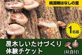 原木しいたけづくり体験チケット(昼食付) 1名様 桃源郷はなしの里 岡山県矢掛町《30日以内に出荷予定(土日祝除く)》---iosy_togensitake_30d_22_17500_1p---