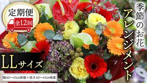 【 定期便 12ヶ月 】 毎月届く 季節の アレンジメント LLサイズ 花 生花 1年間 おうち時間 定期便 [CT063ci]