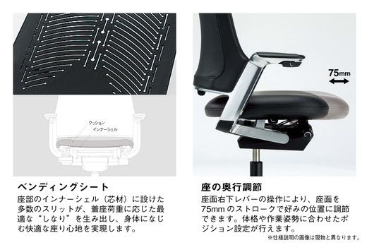 イトーキ『LEONIS（レオニスチェア）』5本脚 ナイロン双輪キャスタータイプ 革張り：ブラック （KJ-215LMZ9T1F）【EI027T】