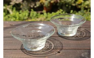 【伝統工芸】ガラス工房雫　水玉泡小鉢2個セット