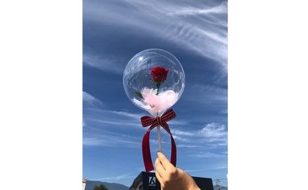 赤バラ入りシャボン玉バルーン（愛） SWAF016
