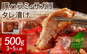 【宮崎産】豚ハラミ・サガリ タレ漬け 500g （3〜5人前）　N061-YA069