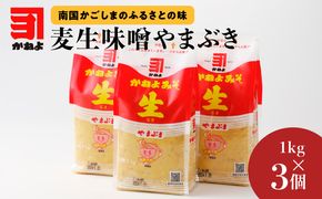 「かねよみそしょうゆ」麦生味噌やまぶき1kg×3　K058-014