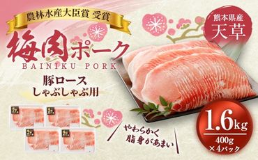 熊本県産 天草梅肉ポーク 豚ロース しゃぶしゃぶ用 1.6kg 冷凍