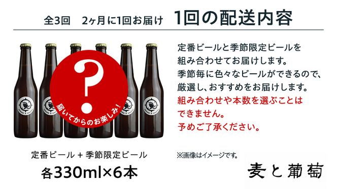 【 3ヶ月隔月 】 クラフトビール おまかせ 定期便 6本セット 飲み比べ 茨城県産 牛久醸造場 330ml × 6本 ビール 地ビール クラフト お酒 贈り物 ギフト 詰め合わせ [BJ033us]