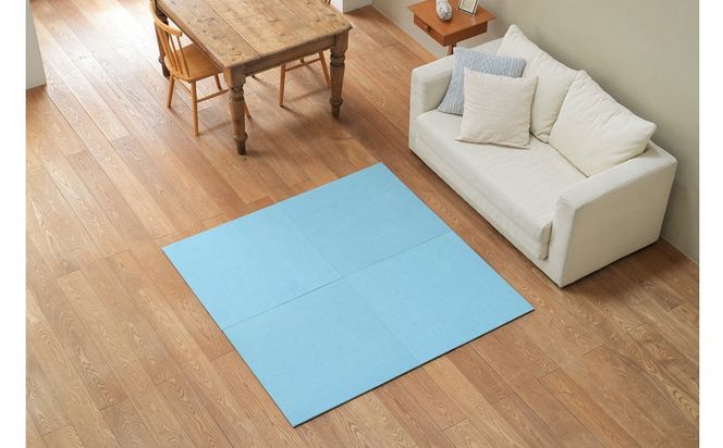 【4枚セット ライトブルー】安心安全なおしゃれインテリア “Tammy Mat” ファブリック畳 撥水加工 消臭 抗菌 抗ウイルス 赤ちゃん 子供 ペット マット H171-004