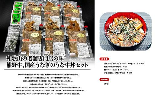 和歌山の老舗専門店の味、熊野牛、国産うなぎのうな牛丼セットB【MT3】   CF23