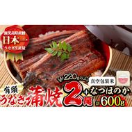 極うなぎ蒲焼き2尾(計220g以上)と真空包装米なつほのか(計600g・2合相当×2P) a5-295