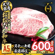 百年の恵み おおいた和牛 A5 ステーキ用 厚切り 厳選部位 (計600g・300g×2枚) 国産 牛肉 肉 霜降り ロース 肩ロース サーロイン 和牛 ブランド牛 ステーキ 冷凍 【FS10】【 (株)トキハインダストリー】