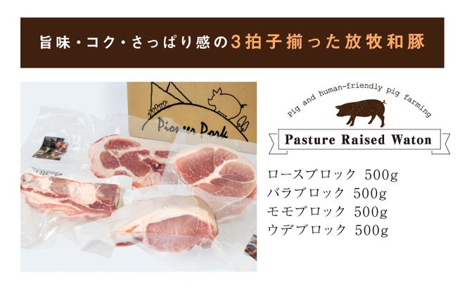 ≪放牧和豚≫4種のブロック食べ比べセット【合計2kg】K26_0042