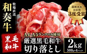 厳選 くまもと黒毛和牛 切り落とし 2kg ( 1パック 500g ) 《30日以内に出荷予定(土日祝除く)》熊本県 大津町 和牛焼肉LIEBE くまもと黒毛和牛 切り落とし 冷凍 リーベ---so_fliekiri_30d_23_22500_2000g---