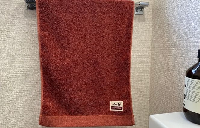 020C147 コットンＷ フェイスタオル 6枚（レッドブラウン）【泉州こだわりタオル】【泉州タオル 国産 吸水 普段使い 無地 シンプル 日用品 家族 ファミリー】