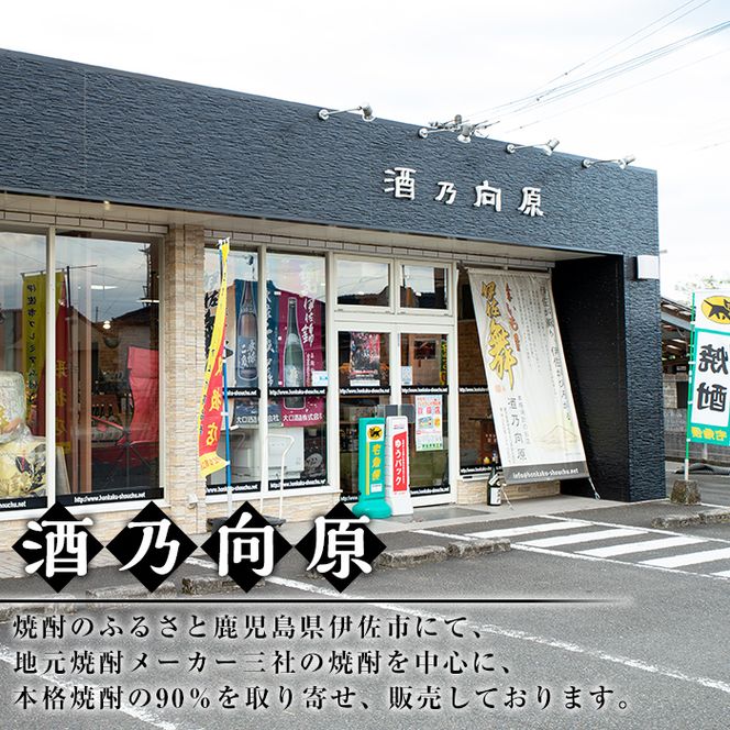 A2-16 黒伊佐錦 大きさ比べセット(1.8L、900ml、100ml各1本・計3本) 一升瓶・5合瓶・ミニミニボトルの詰め合わせ【酒乃向原】