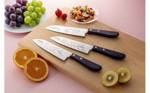 H18-17 Animarch 三徳包丁 3本セット (ねこ、いぬ、うさぎ)