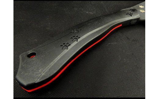 H60-13 NYAIFE KITCHEN【ブラックブレード】三徳包丁 ブラック/レッド ネコver