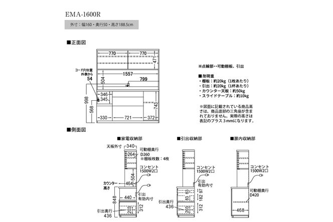 食器棚 カップボード 組立設置 EMA-1600R [No.654]