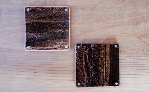 【こだわりの革細工】Pair Coaster /「LEATHERS by Kei Arabuna」 019005