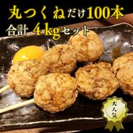 1本40g！合計約4000g！大人気の丸つくね串たっぷり100本セット（丸つくね串約40g×100本） [AI14-NT]