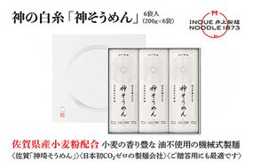 神の白糸「神そうめん」6袋入【神埼そうめん 素麺 SDGs 佐賀県産 夏 ギフト お中元 贈り物 乾麺 保存食 井上製麺】(H057133)