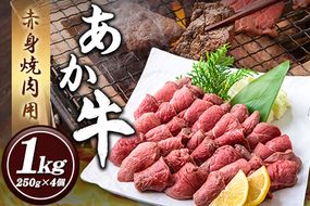 あか牛 赤身焼肉用 1kg (250g×4個) 有限会社幸路《60日以内に出荷予定(土日祝を除く)》あか牛 あかうし 赤牛 焼肉 冷凍 小分けパック---so_fhakakay4_60d_24_34000_1kg---