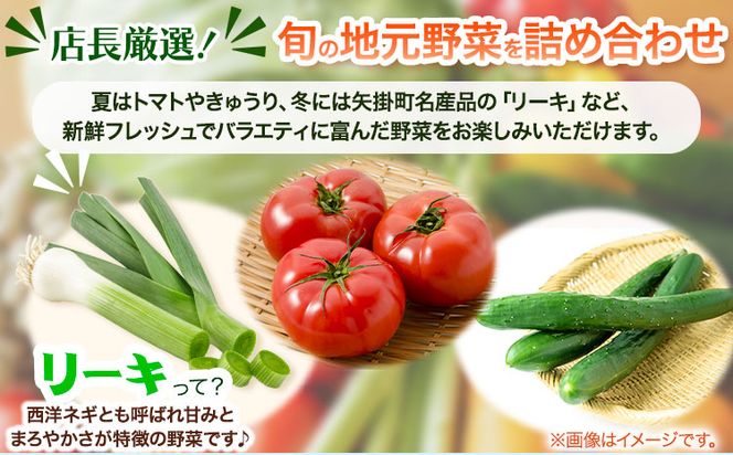 【6ヶ月定期便】旬の新鮮野菜詰め合わせセット 野菜5～10品目入 青空市きらり《お申込み月の翌月から出荷開始》岡山県 矢掛町 野菜 野菜詰め合わせ トマト きゅうり アスパラガス 玉ねぎ リーキ 送料無料---osy_cakystei_24_43500_mo6num_s---