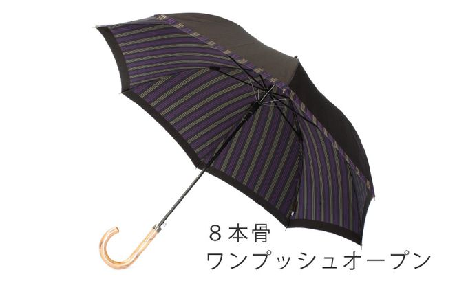 CB020　【槙田商店】紳士長傘　Tie Plain×Stripe　BROWN