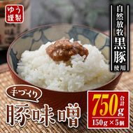 A2-06 伊佐の豚味噌(計750g・150g×5個) 自然放牧で育つ沖田黒豚牧場の黒豚をふんだんに使用！手づくり麦味噌・伊佐産の生姜や唐辛子を使った地元の豚みそ【工房ゆう】