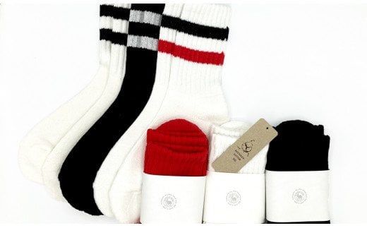 80sたのしもっ！ローゲージ足底パイルスケーターソックス　無地・ボーダー　ベーシック6足セット