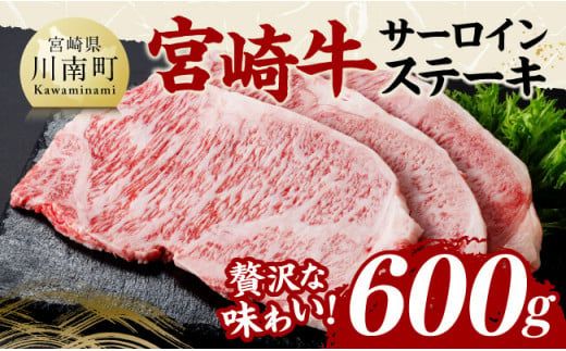 宮崎牛 サーロインステーキ 600g 【 肉 牛肉 国産 宮崎県産 黒毛和牛 サーロインステーキ 】[D11426]