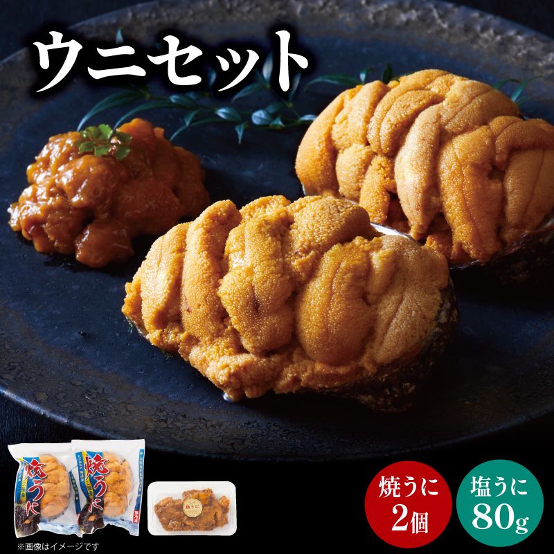 塩うに(80g) 焼うに(80g×2) セット 三陸産 雲丹 冷凍 [shida002_1]
