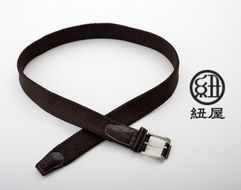 [P044] 組紐ベルト「CLVER」クロコメッシュ（35mm×105cm）　焦げ茶