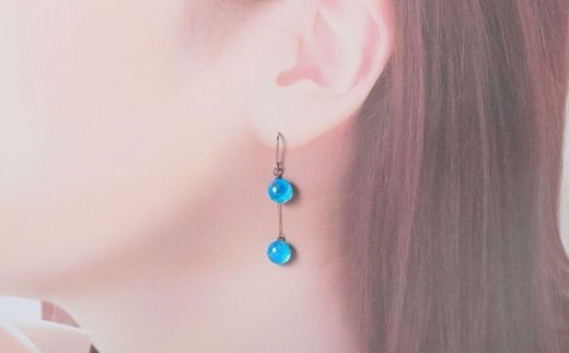 2471.ジュエリー ピアス 2連 アクセサリー 湖水 ガラス細工 ハンドメイド 手作り 北海道 弟子屈町