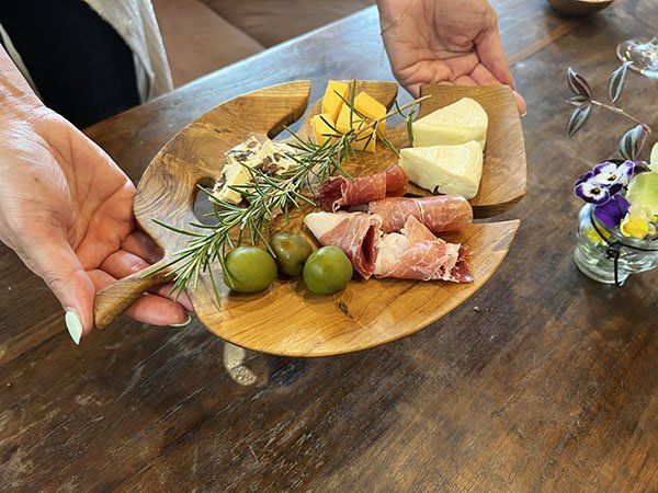 無垢　チーク材　モンステラ皿28cm　BV-15