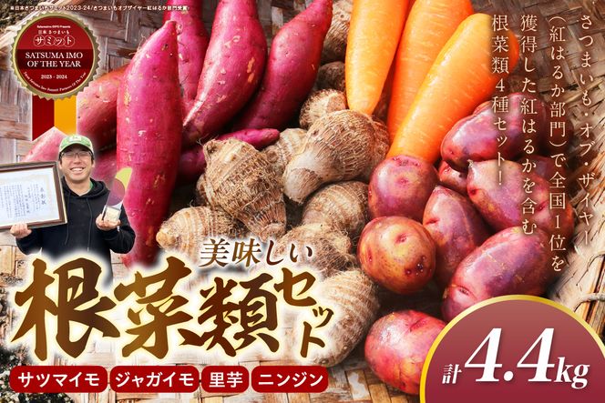 美味しい根菜類セット（サツマイモ・ジャガイモ・里芋・ニンジン）計4.4kg　TF00003