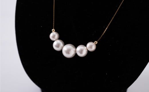 GL002コットンパール「ホワイト」ゴールドチェーンネックレス