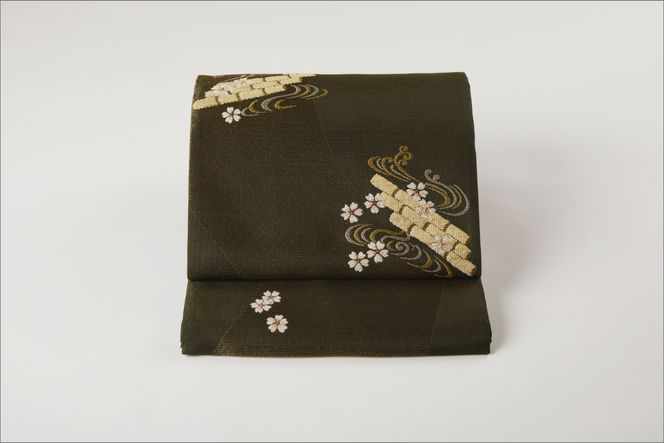 丹後の藤布　袋帯「天の川」　濃い緑　FY00080