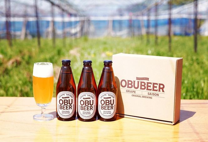 【８月発送】巨峰を使ったすっきりな味わいのクラフトビールOBUBEER【巨峰】 3本と大府産巨峰１キロのOBUセット 232238_AX04-PR