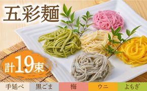 五彩麺 セット 19束 / そうめん 素麺 黒ごま 梅 うに よもぎ / 麺 乾麺 食べ比べ 詰め合わせ カラフル / 南島原市 / のうち製麺 [SAF020]