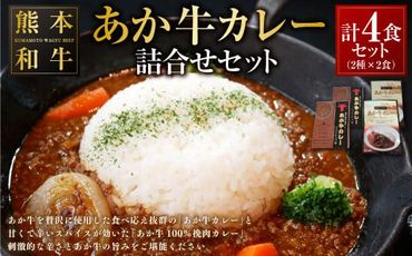 あか牛カレー 詰め合わせセット（あか牛カレー180g×2、あか牛100％挽肉カレー220g×2） カレー ビーフカレー レトルト 和牛 あか牛 食べ比べ 詰め合わせ セット 計4食 計800g